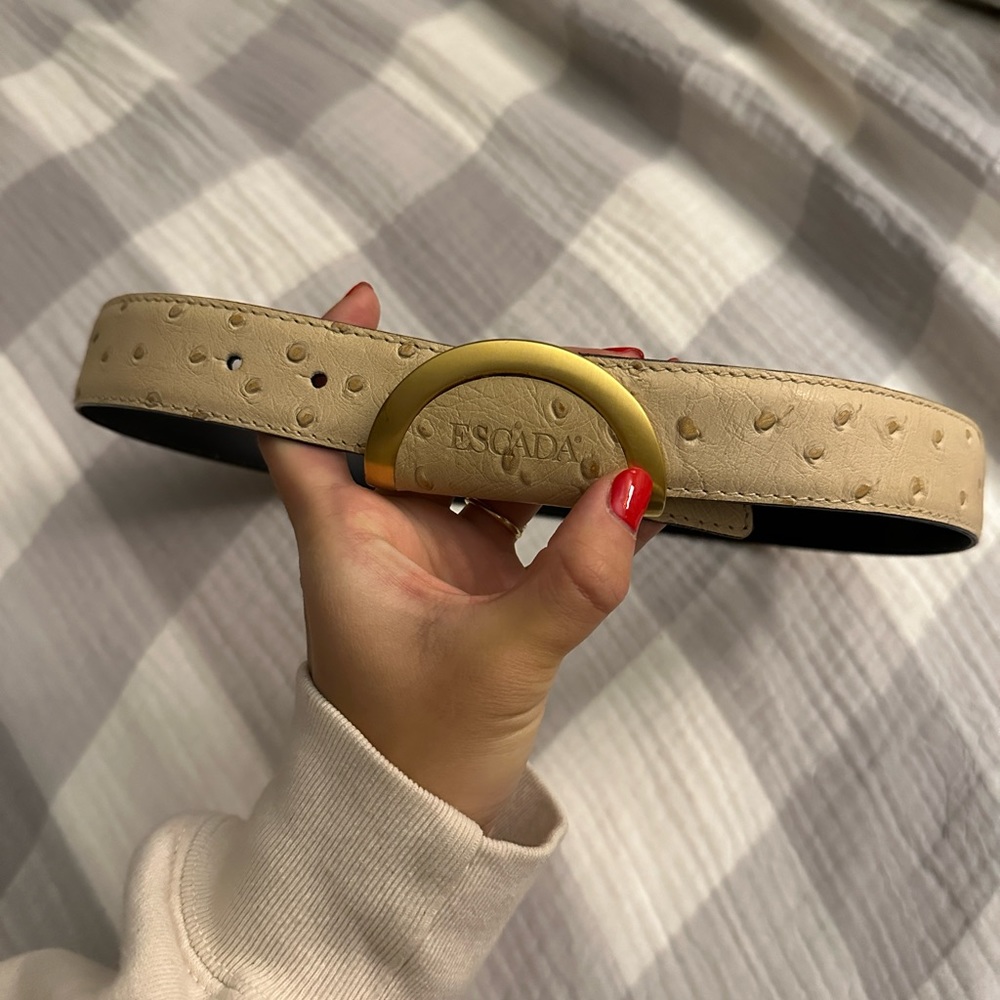 escada ostrich leather belt
